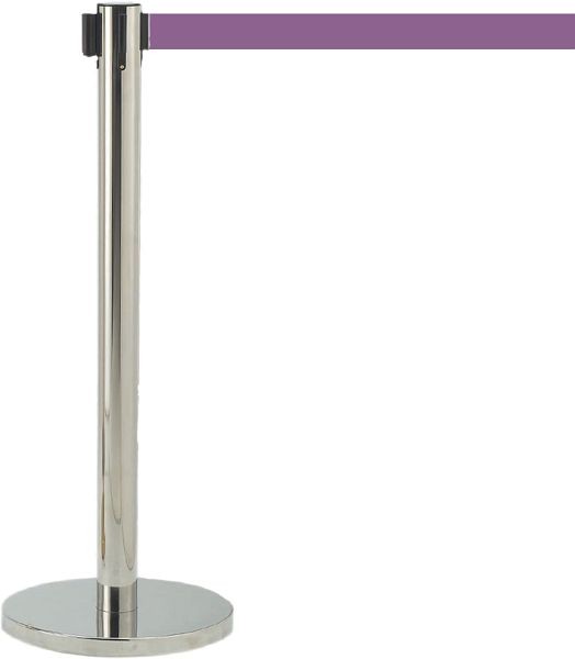 AARCO Form-A-Line™ System With 7' Slow Retracting Belt, Chrome Finish with Purple Belt, HC-7PU