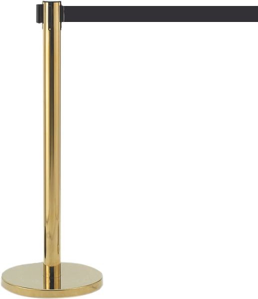 AARCO Form-A-Line™ System With 7' Slow Retracting Belt, Brass Finish with Black Belt, HB-7BK