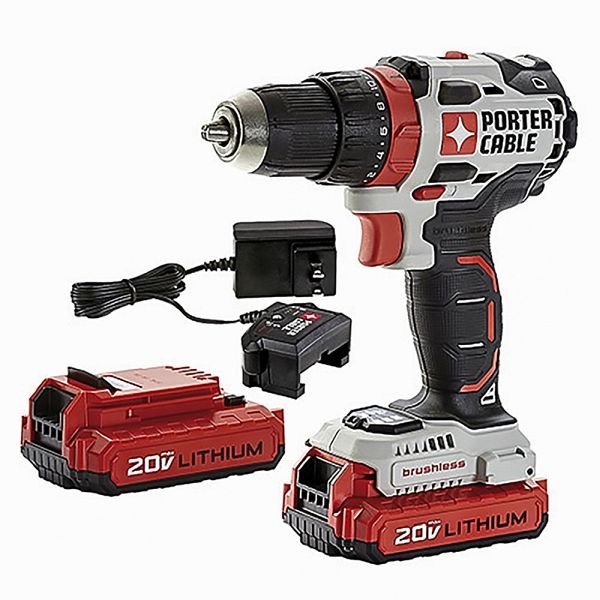 PORTER CABLE 20V Max Lithium Ion (Li-ion) 1/2" Cordless Brushless Drill Battery Included (No Case), PCCK607LB