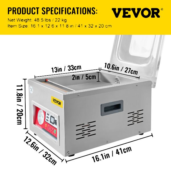 Buy VEVOR Chamber Vacuum Sealer Vacuum Packaging Machine 6.5 cbm/h