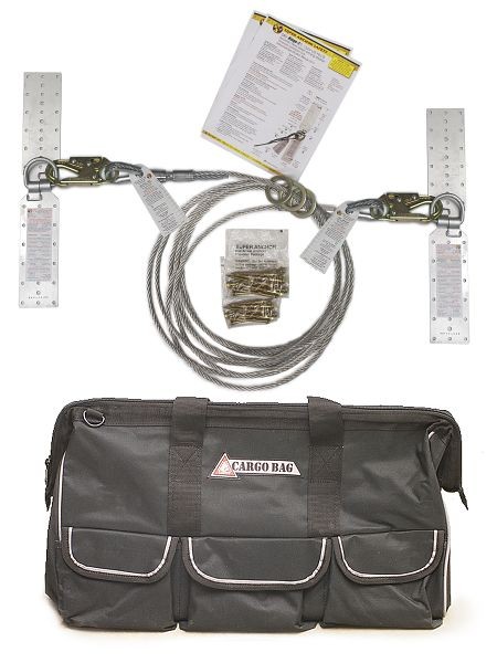Super Anchor Safety 20ft 30⁰ Horizontal Lifeline System with Carry Bag, 1323