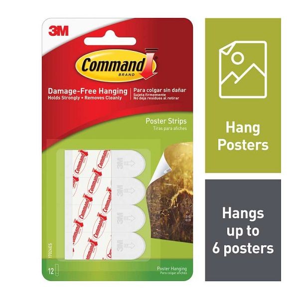 3M Command(TM) Small Poster Strips 17024ES, Quantity: 72 pieces, 3MI-051131659889