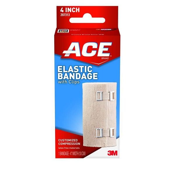 3M ACE Brand Elastic Bandage w/clips 207313, 4 in, 3MI-051131208148