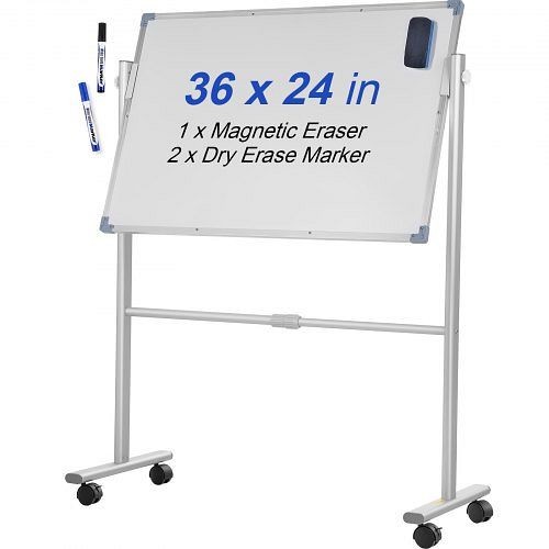 VEVOR Mobile Dry Erase Board Magnetic Whiteboard with Stand 36" x 24" Double Sided, YDSMBBB3624INEY10V0