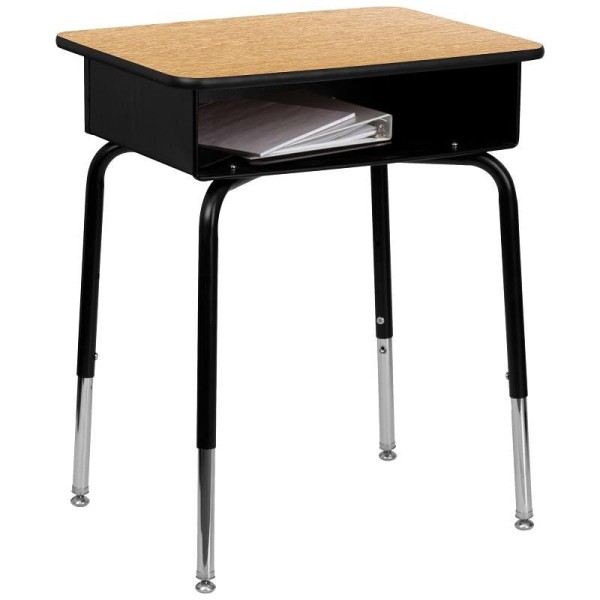 Flash Furniture Billie Student Desk with Open Front Metal Book Box - Natural, FD-DESK-GG