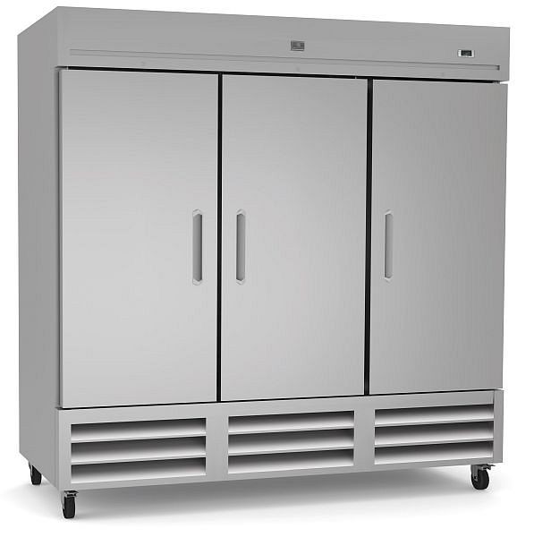 Kelvinator Commercial 3-door reach-in freezer, stainless steel, 72 cubic feet, R290 refrigerant gas, -9°F, 738246