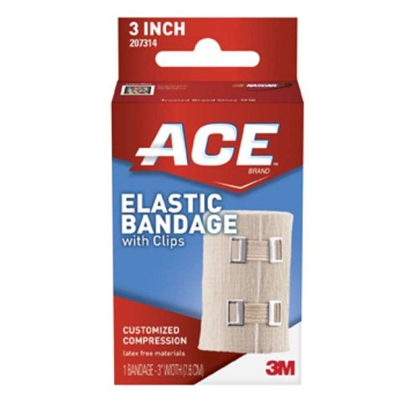 3M ACE Brand Elastic Bandage w/clips 207314, 3 in, 3MI-051131208131