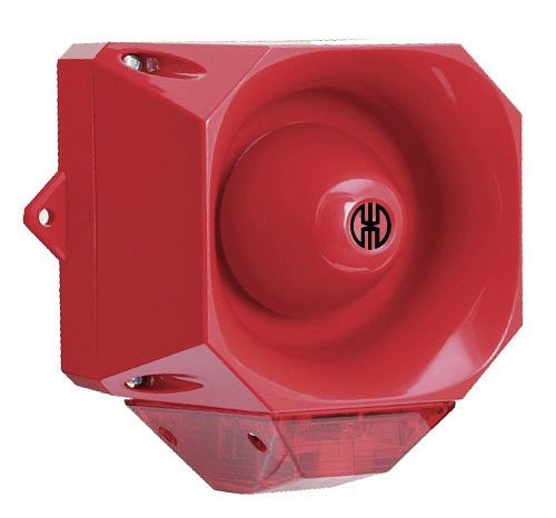Werma Flash/Sounder, wall mount, 32 tone, 9-60V DC, 132 mm height, Red/Red, 441.010.55