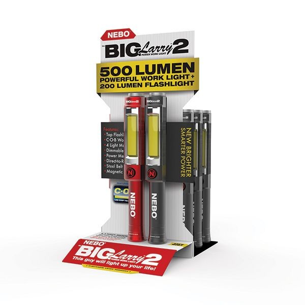 Nebo Counter Display for 500 Lumens C O B Work Light and 200 Lumens Flashlight Big Larry 2, NEB-DSP-0002