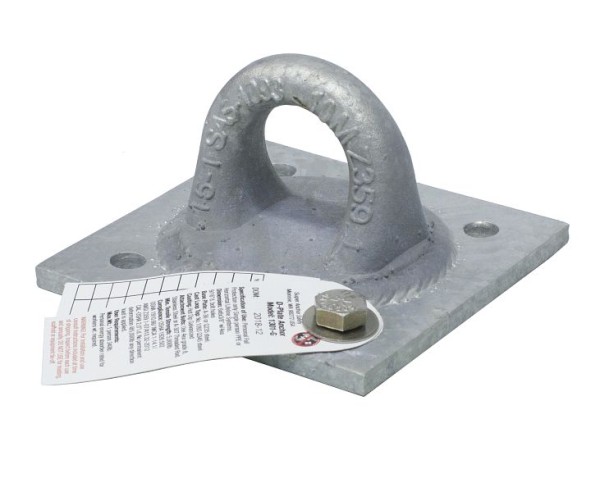 Super Anchor Safety 6"x6"x3/8" HDG D-Plate Anchor with No- 1093 Loop Top, 1301-G
