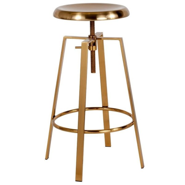 Flash Furniture Toledo Industrial Style Barstool with Swivel Lift Adjustable Height Seat in Gold Finish, CH-181070-26S-GLD-GG