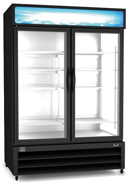 Kelvinator Commercial 2-glass door merchandiser refrigerator, black, 48 cubic feet, R290 refrigerant gas, +33/+41°F, 738249