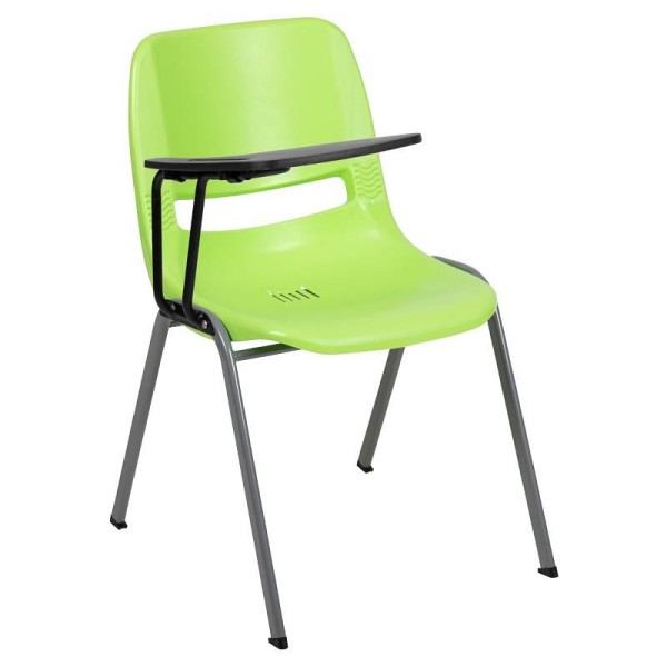 Flash Furniture HERCULES Green Ergonomic Shell Chair with Right Handed Flip-Up Tablet Arm, RUT-EO1-GN-RTAB-GG