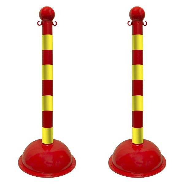 Mr. Chain Striped Stanchion, Red with Yellow Stripes, 41-Inch Height, 3-Inch Diameter Pole, Quantity of pieces: 2, 99934-2
