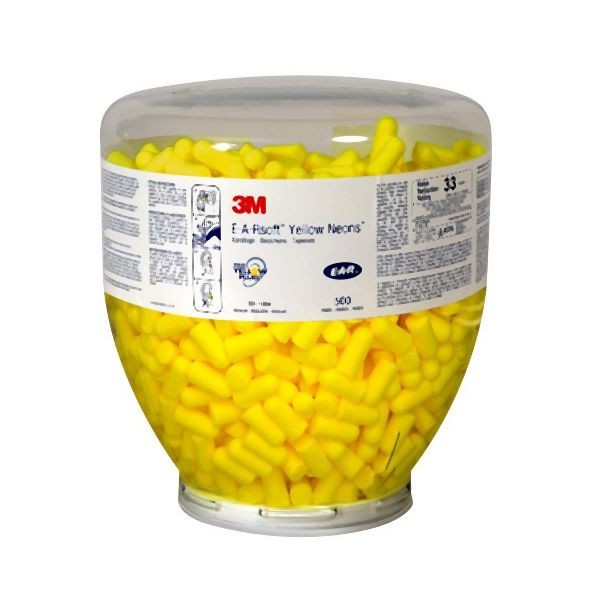 3M E-A-Rsoft Yellow Neons One Touch Refill Uncorded Earplugs 391-1004, Regular Size 20, Quantity: 500 pieces, 3MS-391-1004