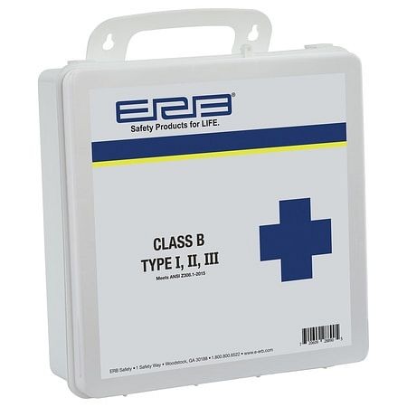 ERB Safety First Aid Kit, 2015 Unitized, Class B, Type I, II, III, Plastic Case, 29962