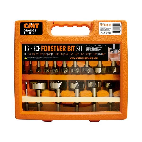 CMT Orange Tools Forstner Bit Set, 16 Pieces, 537.000.16