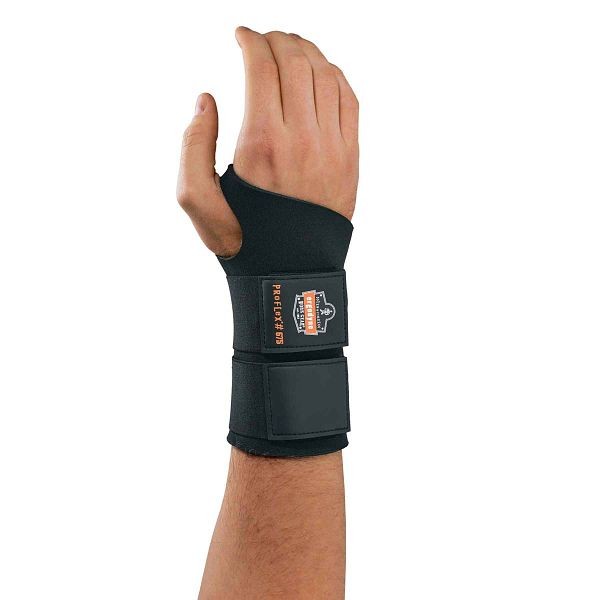 Ergodyne 675 L Black Ambidextrous Double Strap Wrist Support, ERG-16624