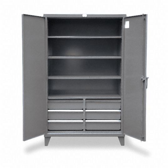 Strong Hold Heavy Duty Storage Cabinet, Dark Gray, 78 in H X 48 in W X 24 in D, Assembled, 4 Cabinet Shelves, 46-244-6/5DB