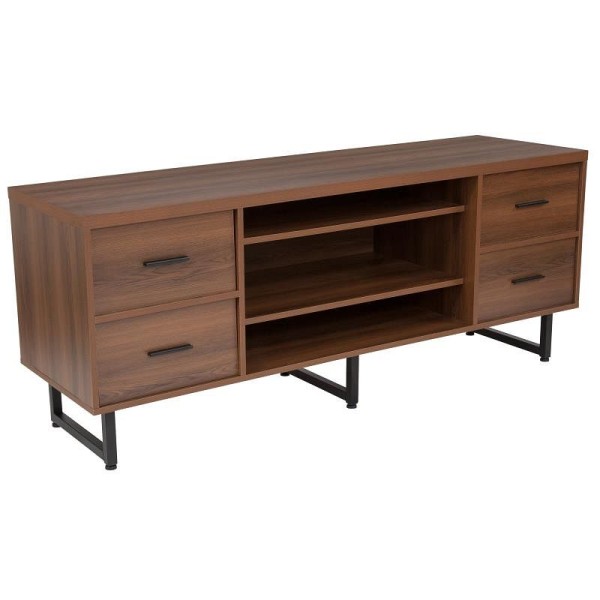 Flash Furniture Lincoln Collection TV Stand in Rustic Wood Grain Finish, NAN-JN-21743TR-GG