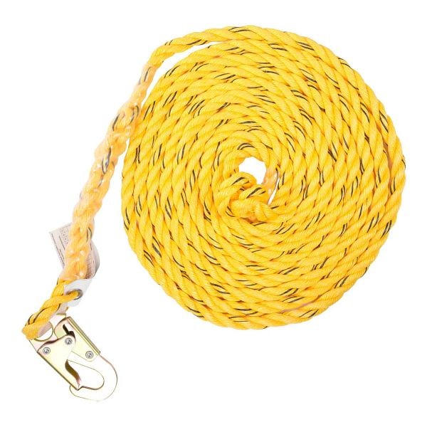 KStrong 50 ft. Vertical Polysteel Rope Lifeline, Locking Snap hook on anchor end, other end cut and taped, UFR100050