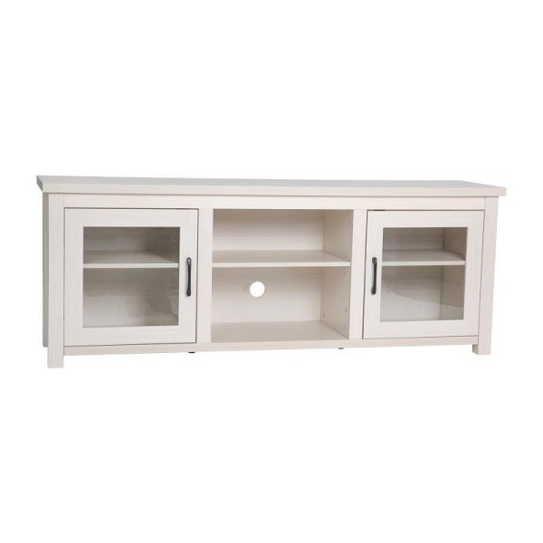 Flash Furniture Sheffield Classic TV Stand up to 80" TVs - Modern White Wash Finish with Full Glass Doors with 65" Wood Frame - 3 Shelves, GC-MBLK65-WH-GG