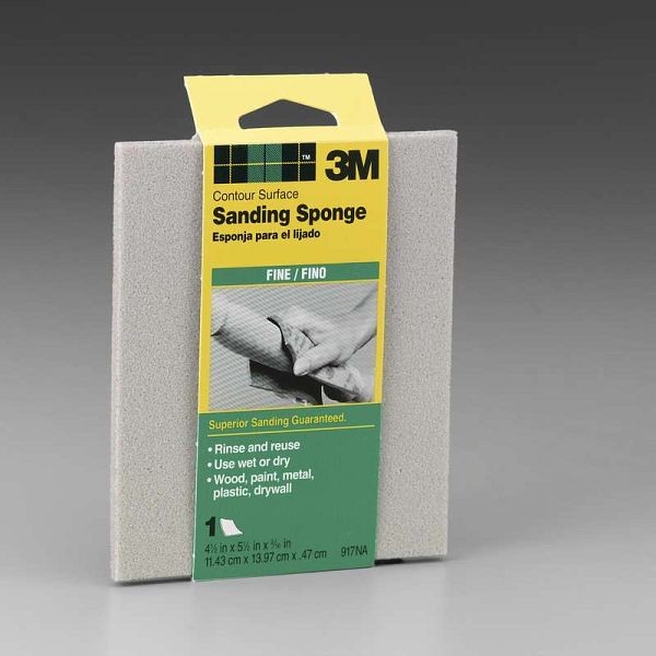3M Contour Surface Sanding Sponge 917DCNA, 4.5 in x 5.5 in x .1875 in, Fine, 3MA-05111110630