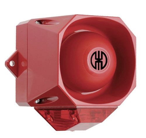 Werma Flash/Sounder, wall mount, 32 tone, 9-60V DC, 119 mm height, Red/Red, 439.010.55