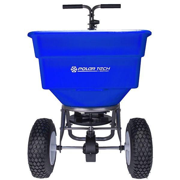 Polar Tech Commercial Stainless Steel, 100lb Broadcast Spreader, 13" Pneumatic Stud tires (High Output), 90399