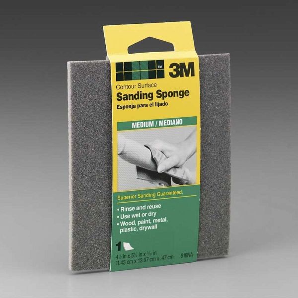 3M Contour Surface Sanding Sponge 918DCNA, 4.5 in x 5.5 in x .1875 in, Medium, 3MA-05111110631