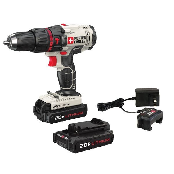 PORTER CABLE 1/2" 20V Lithium Ion (Li-ion) Variable Speed Cordless Hammer Drill, PCC621LB