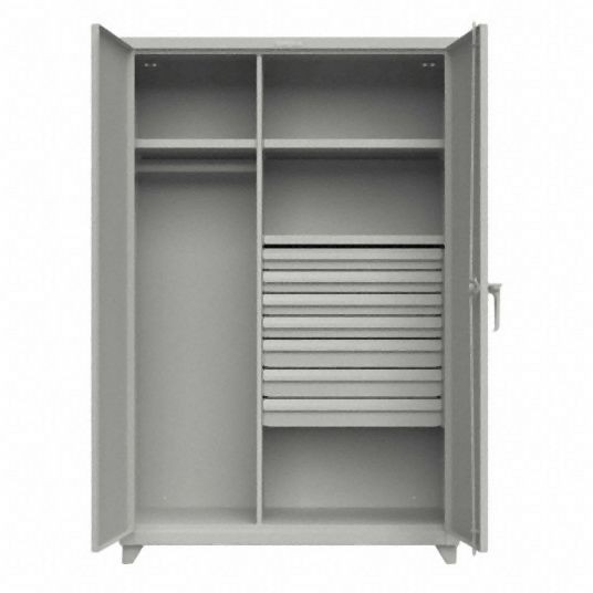 Strong Hold Heavy Duty Storage Cabinet, Grey, 75 in H X 48 in W X 24 in D, Assembled, 46-W-243-7DB-L