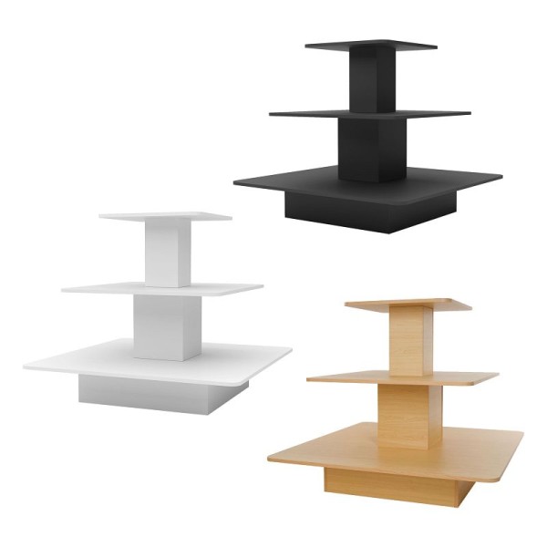 Econoco 3-Tier Melamine Square Table, Black, WD3SQBK