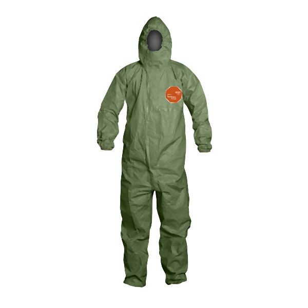 DuPont Tychem 2000 Sfr, Coverall, Zipper Front, Hood, Elastic Wrist and Ankle, Quantity: 4 pieces, DUP-QS127TGRXL000400