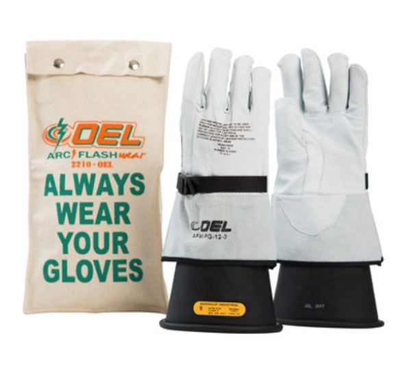 OEL CLASS 4 (36,000 Volts) Rubber Glove Kit, Length: 18", Sizes: 10, Color: Black, IRG418B10K