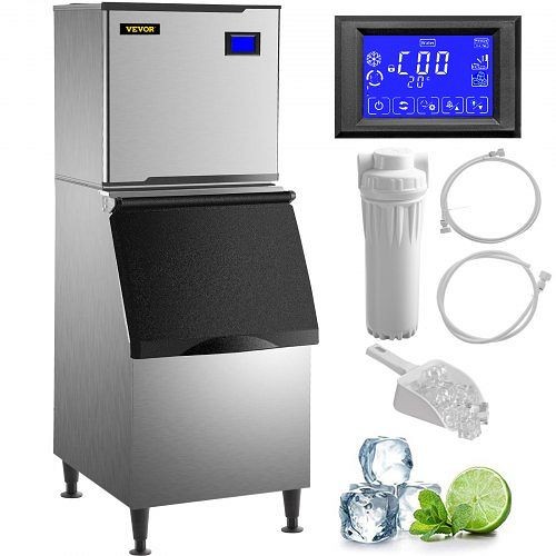 VEVOR 110V Commercial Ice Maker 360LB/24H, Industrial Modular Stainless Steel with 250LB Large Storage Bin, 195 Pieces Ice Cubes Ready in 8-15 Mins, ZH0003