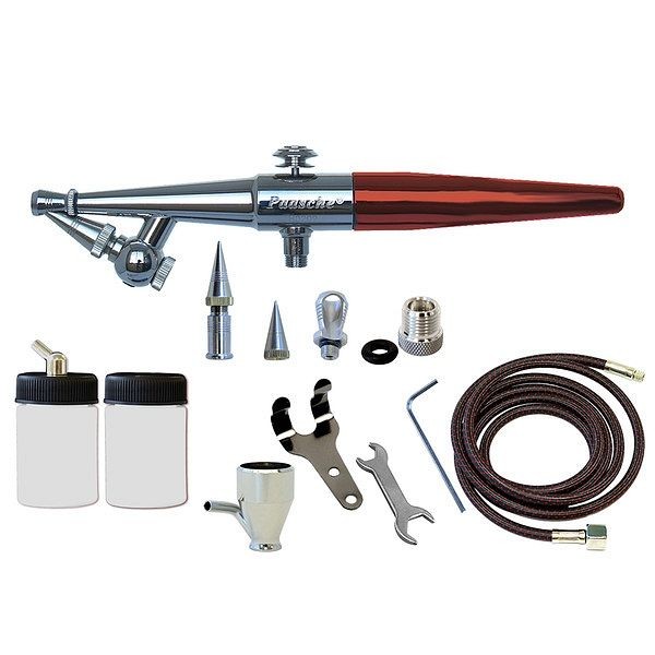 Paasche H Model Airbrush Single Action Set with Metal Handle (0.45, .65, & 1.05mm heads) & 1/8" BSP Adapter, H-3MH