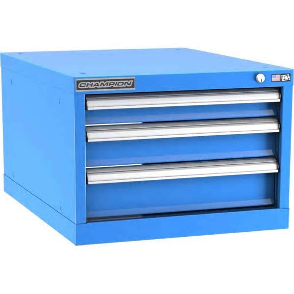 Champion Tool Storage 22-3/16" Wide, 15-3/4" High, 28-1/2" Deep, 3 Drawers, 34 Compartment-Bright Blue, N6000301ILC-BB