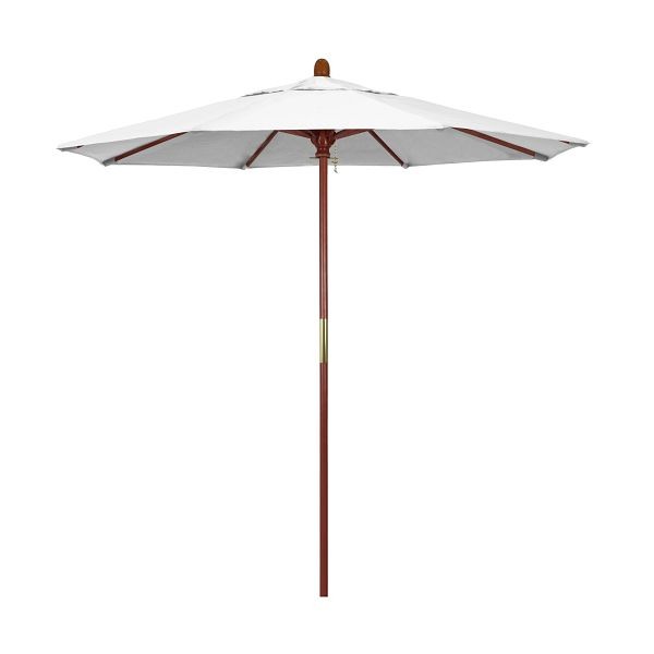 California Umbrella 7.5' Grove Series Patio Umbrella, Wood Pole, Hardwood Ribs Push Lift, Olefin White Fabric, MARE758-F04